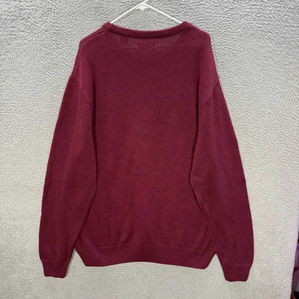 Chaps Sweater Adult 2XL XXL Burgundy Knit Crewneck Pullover‎ Preppy Mens NEW